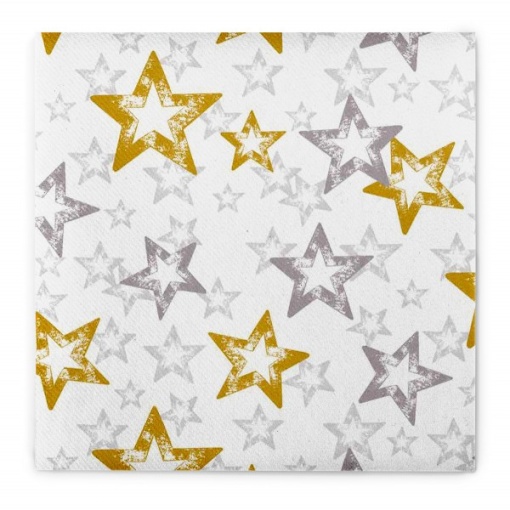Комплект от 50 празнични салфетки Linclass за Коледа, Нова година Mank Horeca, Airlaid, Allison Gold и Silver Stars, 40 x 40 см, Идеални за партита, кръщенета, Великден