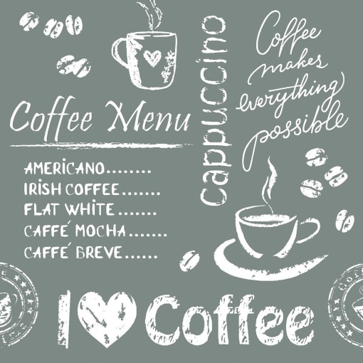 Тишу хартиени подложки/поставки за чаши / Coffee Time - антрацит / 9 х 9 см / 250 бр.