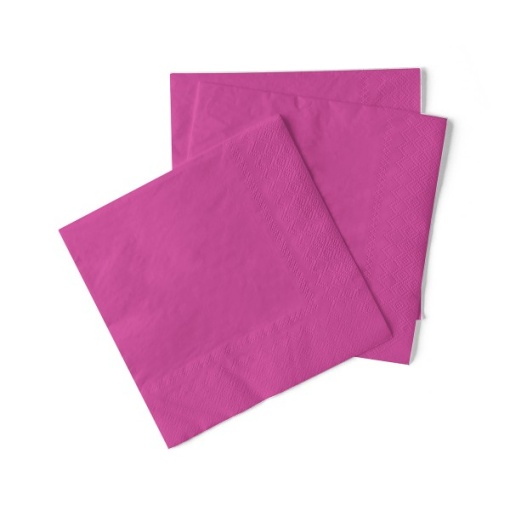 3-слойни салфетки за маса Tissue - Тъмно розови / 24 х 24 см / 150 бр.