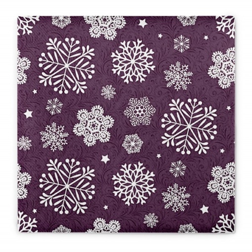 Салфетки Mank HORECA, Linclass® Airlaid, Коледа, Нова година - Steven White Flakes, Тъмно лилав фон, 40 x 40 cm, Идеални за сватби, партита, кръщенета, Комплект от 50 бр.