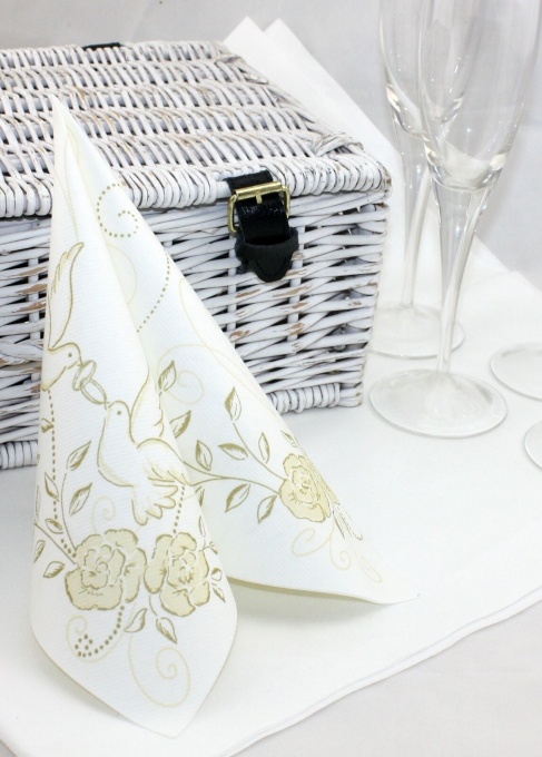 Салфетки Mank HORECA, Linclass® Airlaid, Cream-Gold Wedding, 40 x 40 cm, Идеални за сватби, партита, кръщенета, Комплект от 50 бр.