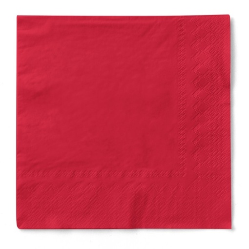 3-слойни салфетки за маса, Tissue - Red / 33 x 33 см / 100 бр. - Img 1