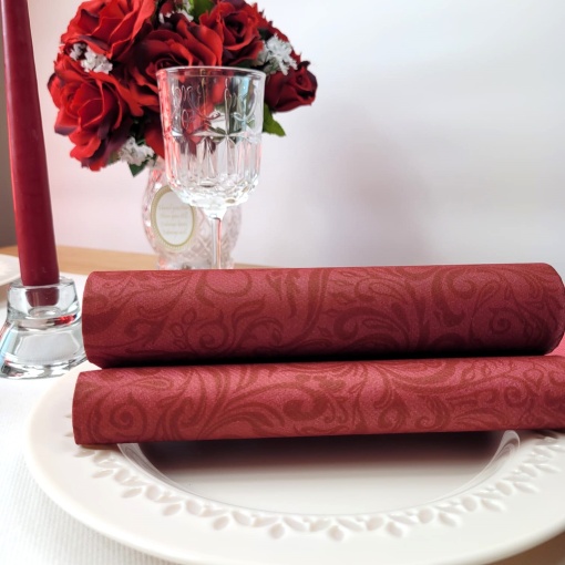 Mank HORECA салфетки, Linclass® Airlaid, Lias Bordeaux Red, 40 x 40 см, идеални за сватби, партита, кръщенета, комплект от 50 бр.