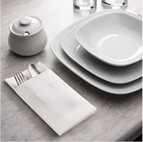 Салфетки с ДЖОБ за прибори Linclass с маншет – Бели / 40 x 40 cm / 75 броя