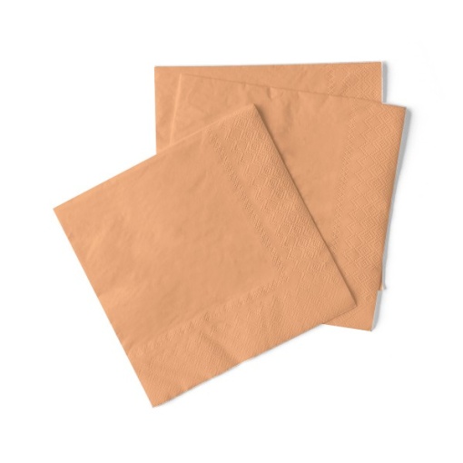 3-слойни салфетки за маса, Tissue - Aprikot (оранжево) / 24 х 24 см / 150 бр.