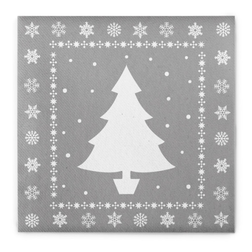 Комплект от 12 празнични салфетки Linclass за Коледа, Нова година Mank Horeca, Airlaid, White Tree Silver, 40 x 40 см, Идеални за партита, кръщенета, Великден