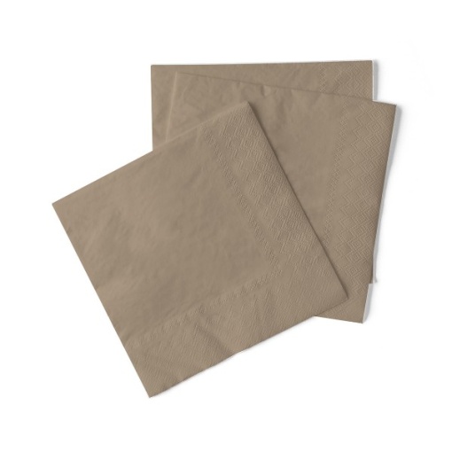 Салфетки за маса 3 слоя Tissue, Бежово сиви, 33 х 33 см, 100 бр.