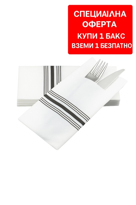 Кутия салфетки Linclass с джоб за прибори, Airlaid Black Bistro, 43 × 43 см, 750 броя