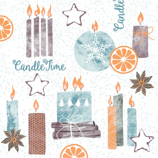 Празнични салфетки Linclass - Candle Time (сиви) / 40 x 40 см / 50 бр.