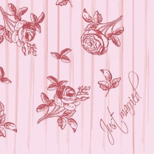 Mank Horeca салфетки за маса, Linclass® Airlaid, Just Married Pink Engagement Wedding Napkins, 40 x 40 cm, идеални за партита, кръщенета, Великденски комплект от 12 бр.