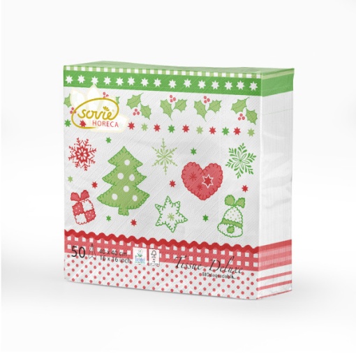 Празнични салфетки за Коледа/Нова година Tissue Deluxe - CHRISTMAS / 40x40 см / 50 бр.