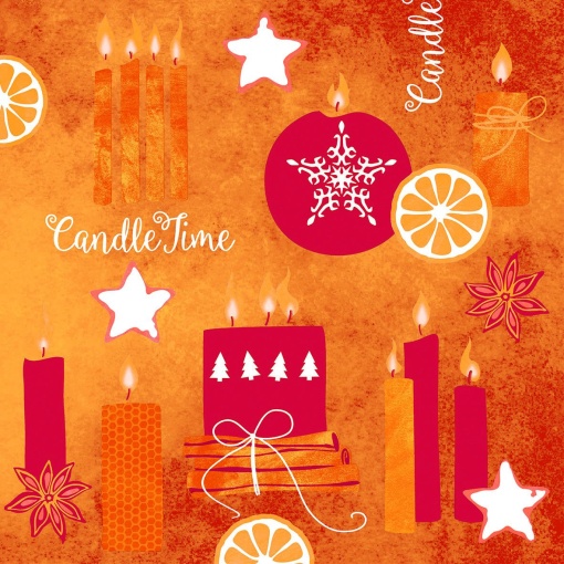 Празнични салфетки Linclass за Коледа/Нова година - Candle Time (червени) / 40 х 40 см / 50 бр.