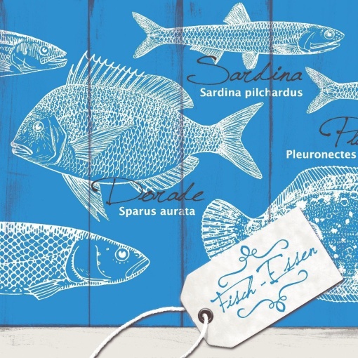 Празнични салфетки Linclass - Fisch-Essen (рибки) / 40 х 40 см / 50 бр.