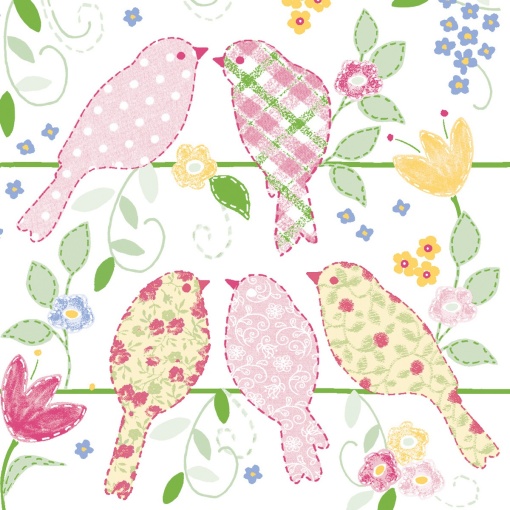 Празнични салфетки Linclass - Янка (птички) / 40 х 40 см / 50 бр.