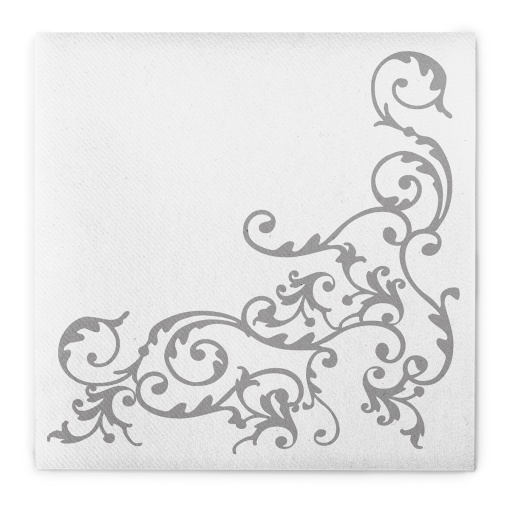 Празнични салфетки Linclass - Pomp (Silver-White) / 40 x 40 см / 50 бр.