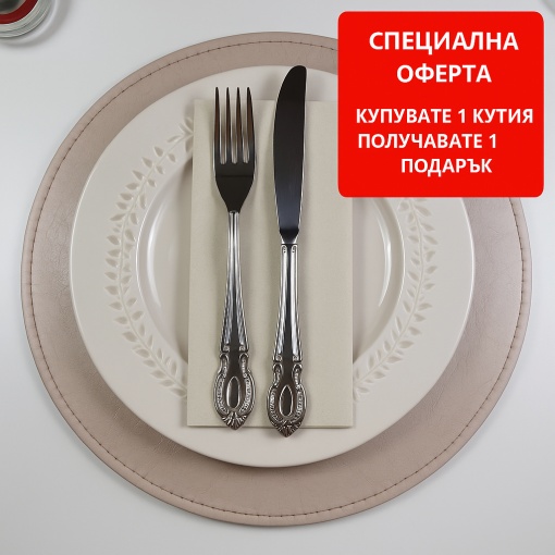 КУТИЯ Linclass салфетки с отлично качество, pebble stone (светлобежови), 40×40 см, сгънати на 1/8, 864 броя
