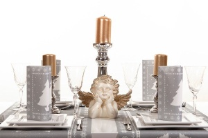 Коледа, Зима, Новогодишна трапеза, Napron Mank HORECA, Linclass® Airlaid, White Tree Silver, 40 cm x 4, 8 m, Идеална за сватби, партита, кръщенета - Img 2