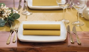 Комплект от 50 празнични салфетки Linclass за Коледа, Нова година Mank Horeca, Airlaid, Shine metallic gold Shiny gold, 40 x 40 cm, Идеални за партита, кръщенета, Великден