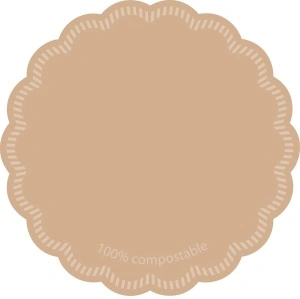 Тишу хартиени подложки/поставки за чаши или чаши / бежови / 100% компостируеми / диаметър 9 см / 250 бр.