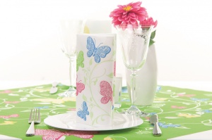 Mank HORECA покривка, Linclass® Airlaid, Charlotte Butterflies, 80 x 80 см, Идеална за сватби, партита, кръщенета - Img 1