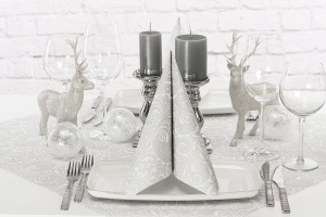 Празнични салфетки Linclass - Jordan (Silver-white) / 40 х 40 см / 50 бр. - Img 2