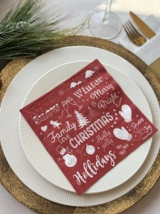 Трислойни салфетки, Tissue - Holly Jolly Christmas, 33 x 33 см, 20 бр.