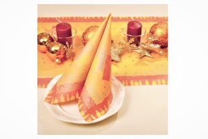 Празнични салфетки Linclass - Свещ (оранжев фон) / 40 х 40 см / 50 бр. - Img 2