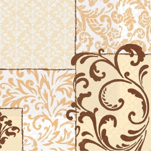 Празнични салфетки Tissue Deluxe - Сидни (кремаво-кафяви) / 40 х 40 см / 50 бр. - Img 2