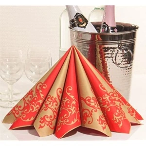 Сервиращи салфетки Linclass - Pomp (червено-златен) / 40 x 40 см / 50 бр