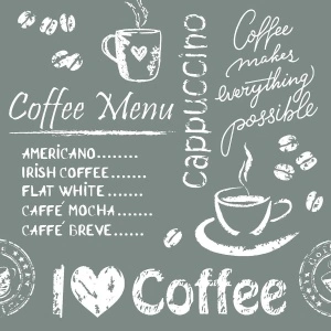 Тишу хартиени подложки/поставки за чаши / Coffee Time - антрацит / 9 х 9 см / 250 бр.