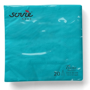 3-слойни салфетки за маса, Tissue - Aquablue / 33 х 33 см / 20 бр. - Img 3