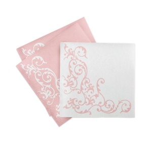 Mank HORECA салфетки, Linclass® Airlaid, Pomp Pink White, 40 x 40 cm, идеални за сватби, партита, кръщенета, комплект от 50 бр. - Img 2