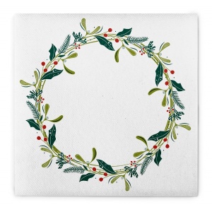 Комплект от 50 празнични салфетки Linclass за Коледа, Нова година Mank Horeca, Airlaid, Isabell Mistletoe wreath, 40 x 40 см, Идеални за партита, кръщенета, Великден - Img 3