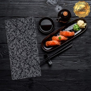 Празнични салфетки Linclass - Орнаменти (черно-сребристи) / 40 х 40 см / 50 бр. - Img 3