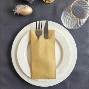 Салфетки с ДЖОБче за прибори Linclass Gold / 40 х 40 см / 12 бр. - Img 2