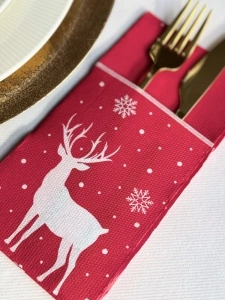 Салфетки с джоб за прибори - Softpoint Deer (червен) / 40 x 40 см / 20 бр - Img 3