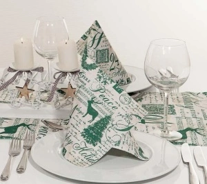 Салфетки Mank HORECA, Linclass® Airlaid, Коледа, Нова година, Честит празник, 40 x 40 см, Идеални за сватби, партита, кръщенета, Комплект от 50 бр.