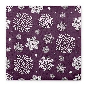 Салфетки Mank HORECA, Linclass® Airlaid, Коледа, Нова година - Steven White Flakes, Тъмно лилав фон, 40 x 40 cm, Идеални за сватби, партита, кръщенета, Комплект от 50 бр. - Img 1