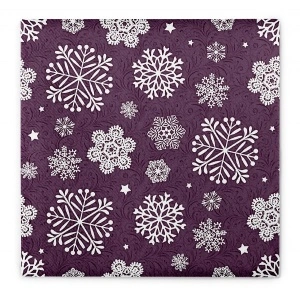 Салфетки Mank HORECA, Linclass® Airlaid, Коледа, Нова година - Steven White Flakes, Тъмно лилав фон, 40 x 40 cm, Идеални за сватби, партита, кръщенета, Комплект от 50 бр.