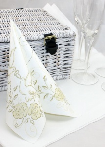 Салфетки Mank HORECA, Linclass® Airlaid, Cream-Gold Wedding, 40 x 40 cm, Идеални за сватби, партита, кръщенета, Комплект от 50 бр. - Img 1