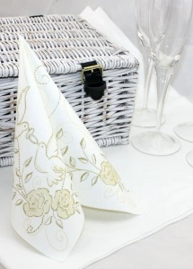 Салфетки Mank HORECA, Linclass® Airlaid, Cream-Gold Wedding, 40 x 40 cm, Идеални за сватби, партита, кръщенета, Комплект от 50 бр.