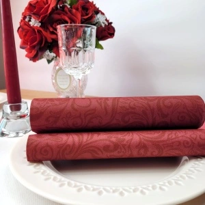 Mank HORECA салфетки, Linclass® Airlaid, Lias Bordeaux Red, 40 x 40 см, идеални за сватби, партита, кръщенета, комплект от 50 бр.