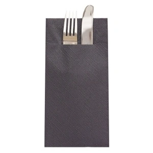 Джобни салфетки за прибори Mank Horeca, Tissue Deluxe®, светло черни, 40 x 40 см, идеални за сватби, партита, кръщенета, великденски комплект 75