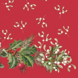 Празнични салфетки Linclass за Коледа/Нова година - Elise (червени) / 40x40 см / 50 бр.