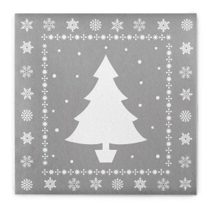 Комплект от 12 празнични салфетки Linclass за Коледа, Нова година Mank Horeca, Airlaid, White Tree Silver, 40 x 40 см, Идеални за партита, кръщенета, Великден