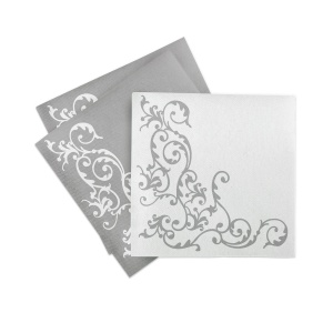 Празнични салфетки Linclass - Pomp (Silver-White) / 40 x 40 см / 50 бр. - Img 2