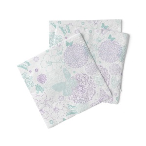 3-слойни салфетки за маса Tissue - Luisa (ментово зелено-люляк) / 40 х 40 см / 100 бр. - Img 2