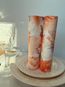 Празнични салфетки Linclass - Розали (пастелно оранжево) / 40 х 40 см / 50 бр. - Img 5