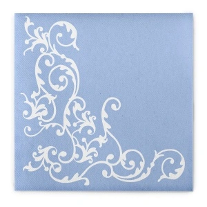 Празнични салфетки Linclass - Pomp (Baby Blue-White) / 40 x 40 см / 50 бр.