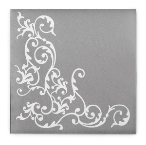 Празнични салфетки Linclass - Pomp (Silver-White) / 40 x 40 см / 50 бр. - Img 3